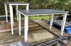 Lab Table 24 w X 48 d  Black Top Light Gray  Metal Adjustable Height Legs