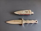 Vintage Pakistan Made Stainless 6 3 4  Straight Blade Dagger Boot Knife Sheath