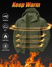 Mens Military Tactical Warm Fleece Hooded Outdoor Jacket With Thumb Holes
