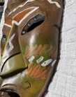 Carved Wood Tribal Face Mask Hand Painted Wall Hanging 10  Long