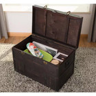 Antique Style Large Dark Wooden Storage Trunk With Lockable Latch