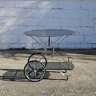 Mid-century Bar Cart-smoked Glass   Chrome- Rare Vintage Dessert Bar Cart 60s