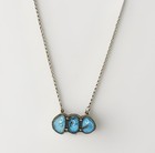 Sterling Silver Real Turquoise 3 Stone Necklace Southwestern Bar Pendant New