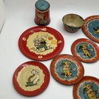Vintage Ohio Art Tin Litho Tea Set Pieces Collectible Plate Saucer