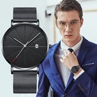 Men s Casual Ultra Thin Quartz Analog Wrist Watch With Stainless Steel Mesh Band