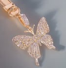 Butterfly      Bag Charm Keychain Gold Tone Rhinestone Charm   Gift-ready Dust Bag