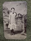 Old Vintage Antique 1880 Tintype Photo Young Girl Boy Fashion Style Clothing Hat