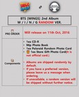 Bts  wings  2nd Album Random Ver cd photo Book polaroid Photo Card gift Official