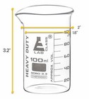 Heavy Duty Beaker  100ml - 2 5mm Thick Walls - Boro 3 3 Glass - Eisco Labs