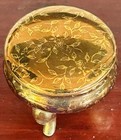 Antique Art Nouveau Acid Etched Gilt Porcelain Footed Ring Trinket Box Velvet