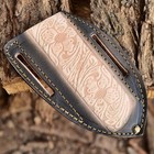 Custom Made Leather Engraved Pancake Fixed Blade Knife Sheath Folding Knife