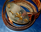 Vintage Antique Ricardo Nickel Silver Cutting Horse   Calf Belt Buckle C 1967