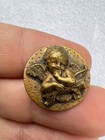Rare Vintage Antique High Relief Brass Or Bronze Cupid Single Button