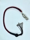 42  Motorcycle Get Back Whip Black Leather Biker Whip For Handlebar Skulls 08