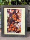 Vintage Framed Expressionist Folk Art Painting Rustic Wall Decor Home Artwork