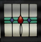 Pretty Geometric Old English Leaded Stained Glass Window 19 3 4 x 20 1 4 