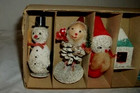 Vintage Commodore Spun Cotton Christmas Ornament Putz Set 6 Japan Original Box