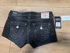 True Religion Crystal Joey La Cutoff Distressed Shorts Black Size 28 Women