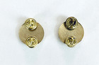 Pair Of Firefighter Fire Department Ex Chief 5-horn Uniform Insignia Pins Brass
