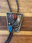 Navajo Vintage Sterling   Turquoise Bolo Tie