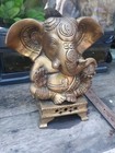 Vintage Hindu Lord Ganesh Elephant Figurine Solid Brass 