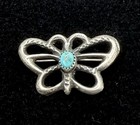 Navajo Silver Turquoise Butterfly Brooch Hat Pin Vintage