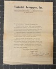 1924 Cornelius Vanderbilt Jr  Signed Letter On Vanderbilt Newspaper Letterhead