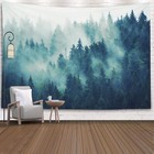 80x60 Inch Forest Tapestry - Green Pine Tree Nature Wall Art For Home D  cor  Aes