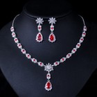 Statement Crystal Necklace Earrings Women Bridal Jewelry Set Wedding Party Gift