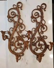 Vtg Mcm Boho Homco Syroco Faux Wood Pair Of 3-arm Candle Wall Sconce 30 5  