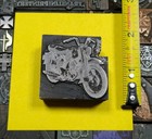 Antique Vtg Motorcycle Bike Letterpress Print Type Ornament Cut Stamp Block