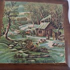 Vintage Mini Wall Plaque Home In The Wilderness 5x5 Brown Snowy  Woods