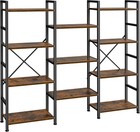 Triple Bookshelf  Bookcase With 11 Open Display Shelves  Wide Book Shelf Book   