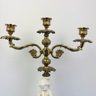 Rare Antique Bronze French Porcelain Figural Cherub Candelabra 3 Candles 16 x12 