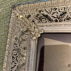 Vintage Metal Filigree Picture Frame 11x14 Photo Silver gold W Velvet Easel Back