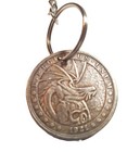 Hobo Dollar Coin Keychain  dragon   Skull Key Fob folk Art  Collectible Keyring