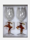 Neiman Marcus Clear Figural Christmas Holiday Reindeer Wine Glass Set Of 2 