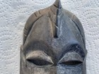 Vintage African Tribal Mask Wall Hanging - Hand Carved Wooden Decor Black Small