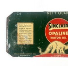Vintage Metal 1 Quart Sinclair Motor Oil Can Advertising Sign Flat  Dino Green