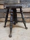 Antique Wooden Metal Glass Claw Foot Piano Stool Organ Ball