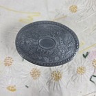 Vintage Art Deco Glass Trinket Box Metal Lid Dresser Vanity Powder Jar Floral
