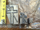 Letterpress Metal Printing Blocks  3  With Wood Cross And Shepherds Crook Unused