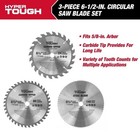 3-piece 6-1 2-inch Circular Saw Blade Set