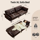85    Futon Sofa Bed  Faux Leather Sleeper Couch With Storage  Coffee Brown