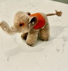 Patriot Vintage 1950s Steiff Mohair Elephant With Red Blanket   Tusks 3   