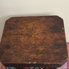 Antique Vintage Brown Solid Wood Square Top Stool W X-frame Legs Base