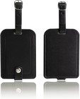 Luggage Bag Tags Leather Travel Id Labels Suitcase Name Black 2 Pcs  