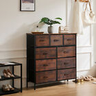 9 Drawer Dresser Storage Chest With Fabric Bins Metal Frame Wood Top Bedroom 