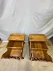 Vintage Solid Maple Dough Box End Tables Set Of 2 Magazine Rack Mcm Colonial