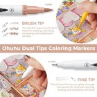 Ohuhu 120 Colors Water-based Dual Tips Fineliner   Brush Drawing Pens - White